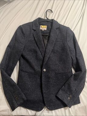 LOFT Navy grey Textured Blazer - Classic Single-Button Jacket size 2 dry cleaned